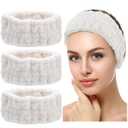 Chuangdi 3 Pieces Headband Set - Elastic Head Wrap for Makeup, Washing Face, Yoga, Sports, Shower, Women and Girls (White)