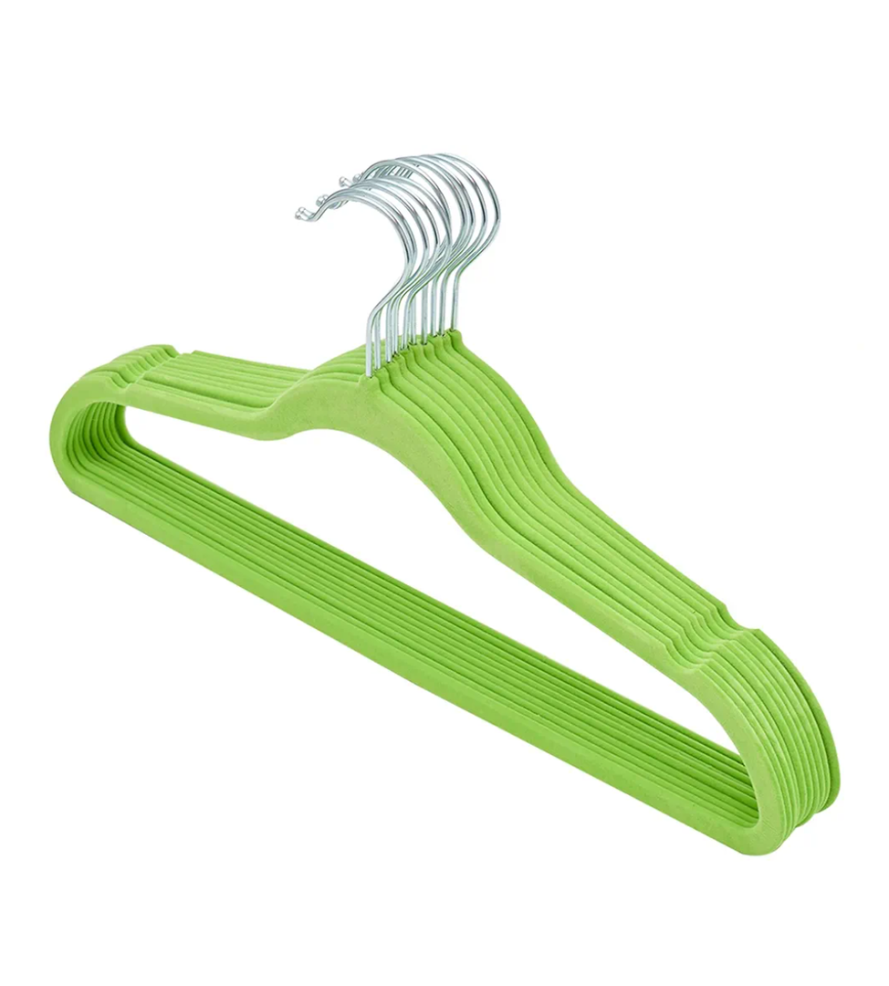 Pack of 10 VELVET HANGER GREEN