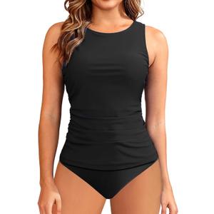 Aqua Eve Women's High Neck Tankini Swimsuits - Two Piece Tummy Control Bathing Suits Modest Swimwear 2025 (Medium, Black) Aqua Eve Women's High Neck Tankini Swimsuits - Two Piece Tummy Control Bathing Suits Modest Swimwear 2025 (Medium, Black)