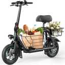 URBANMAX Electric Scooter with Seat, 550W Motor, 18.6MPH Top Speed, 20 Miles Range, Adults Electric Scooter with Large Storage Basket for Pets Dogs and Items C1S-V1 Dark Black