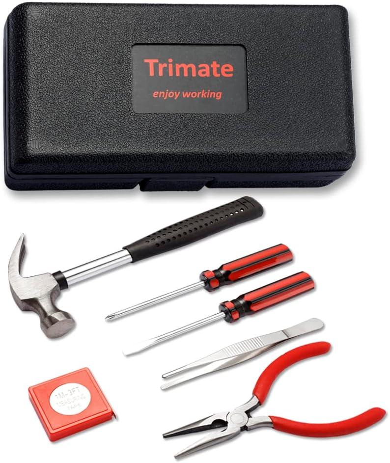 Hand Tool Set, Includes Hammer, Screwdriver Set, Pliers (Tool Kit for the Home, Office, or Car) (Red)