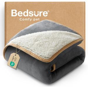 Bedsure Waterproof Dog Blankets for Small Dogs - Small Cat Blanket Washable for Couch Protection, Sherpa Fleece Puppy Blanket, Soft Plush Reversible Throw Furniture Protector, 25"X35", Grey