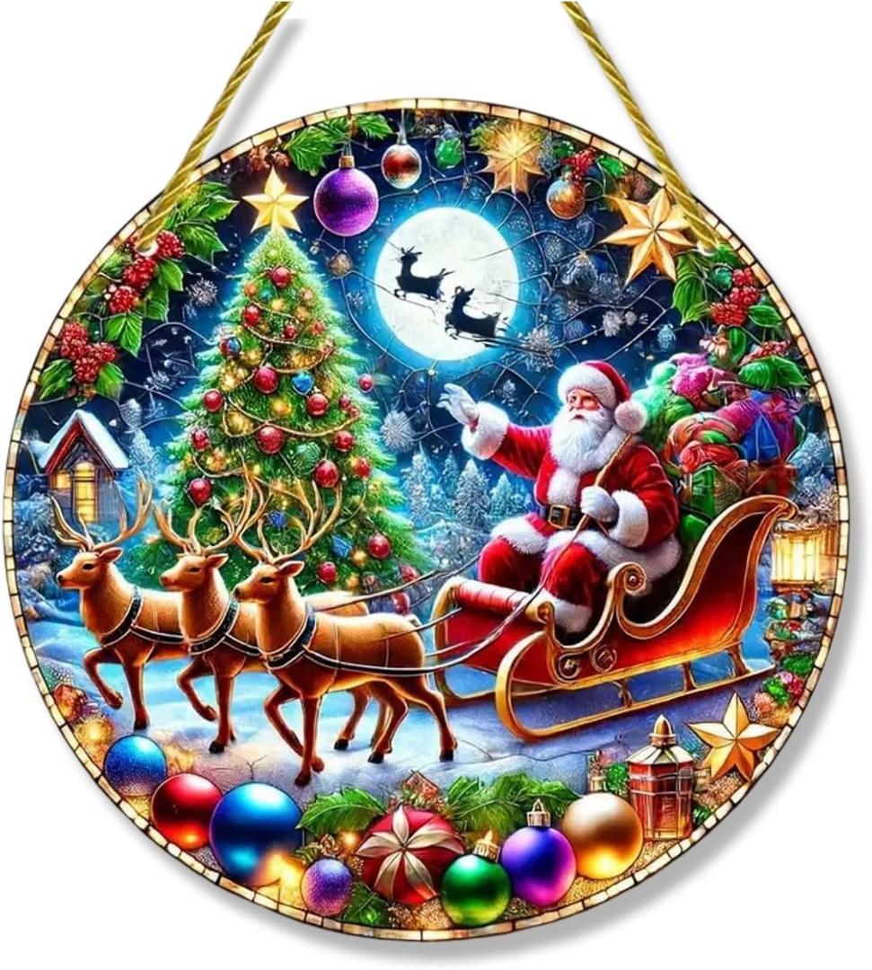 2025 Fun Santa Claus Decorations Christmas Tree, 5.8 * 5.8inch Large Acrylic Hanging Holiday Ornament Christmas Decorations (Santa Claus 13)