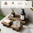 Klunk 3-Piece Waterproof Wood Riser Set Rustic Farmhouse Countertop Organizer for Bathroom Vanity, Perfume, Skincare & Kitchen Spices 1 Large (8.7") & 2 Small (3.6") Display Stands