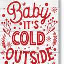 Christmas Vibes Decorations Baby It's Cold Outside Wood Sign Winter Decoration Wooden Signs Rustic Hanging Plaque Home Wall Art 8" x 10" Sign Wall Decor for Farmhouse Home Kitchen