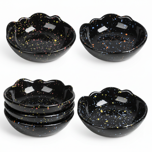 Ceramic Dipping Bowls Set of 6, Color Speckled Design, 3.5-Inch Small Sauce Dishes, Perfect for Sushi, Soy Sauce (Black)