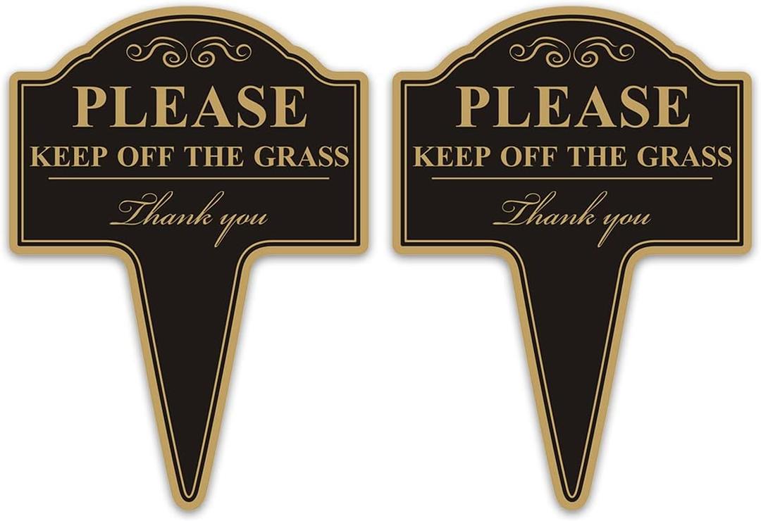 Keep Off the Grass Sign, Yuntarda 2-Pack 10x14 Stay Off Grass for Yard with Stake Double Sided No Poop Dog Sign for Lawn Easy Install for Outdoor Use