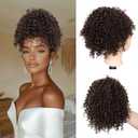 Dark Brown Kinky Curly Short Drawstring Ponytail for Black Women Short Afro Curly Blonde Ponytail Drawstring Extension Synthetic Messy Bun Hair Piece Protective Style for Daily Use 10Inch (Brown)