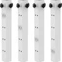 4 Pcs White Table Leg Extenders - Adjustable Height, Metal Square Risers for Folding Tables, 3.4"/6.6"/9.8"/13" (Inner Diameter 1.86")