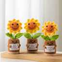 Levvohd Thank You Gifts for Mom from Daughter, Crochet Sun Flower Desk Decor Accessories are The Best Positive Gifts for Women Mothers Day Birthday (Brown Sunflower MOM - A)