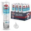 Pack of 12 Kraken Bond Hyper Clear Caulking Sealant - (12x10.1 Fl. Oz) Fast Curing 100% Silicone Neutral for Kitchen & Bathroom, Bathtub, Shower and Sink, Low Odor, Waterproof, Anti Shrink Caulking, 