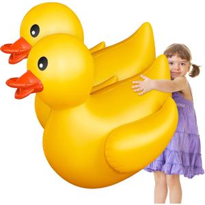 Hungdao 2 Pack 4 Feet Giant Inflatable Duck Huge Rubber Duck Large Blow up Pool Float for Summer Beach Swimming Pool Carnival Birthday Party Parade Decoration (Yellow)
