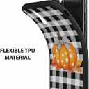 Compatible with iPhone 14 Pro Max Case 6.7 inch, Thanksgiving Fall Yellow Dots Pumpkin Black Plaid Phone Case Ultra Slim Thin Silicone Cover Anti-Scratch Shockproof Protective Rubber Case