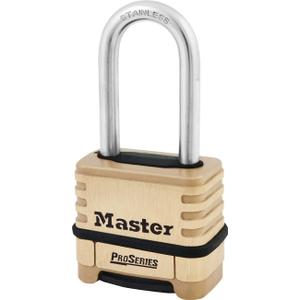 Master Lock Brass ProSeries Set Your Own Combination Lock, Outdoor Heavy-Duty Padlock for Construction Sites, Gates, Fences, 2-1/4" Wide, 1175LHSS