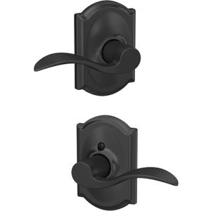 Schlage F10 ACC 622 CAM Accent Door Lever with Camelot Trim, Hall & Closet Passage Lock, Matte Black