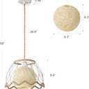Pendant Lights Kitchen Island, Boho Rattan Hanging Lamp with Handwoven Spherical Shade, Hardwired Chandelier Pendant Light Fixture for Dining Room, Bedroom, Hallway, Entryway (1 Pack)