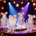 Set of 4 Christmas Felt Mouse Ornaments, 4.7" Mini Princess Mice with Lace Skirt for Xmas Tree Hanging, Wool Xmas Tabletop Decor, Animal Crafts for Holiday Easter Gifts Birthday Party Supply