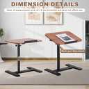 Solid Wood C-Shaped Side Table,360 Rotating TV Tray Table,Height-Adjustable,Sliding Sofa Table,Rolling Laptop Desk for Living Room and Bedroom Use with Sofa,Bed,Chair-Pale Walnut, standard large items