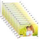 Thyle 12 Pcs Acrylic Picture Frame 5 x 7 Clear Floating Photo Frames with Stand, Frameless Desktop or Hanging, Horizontally or Vertically Display for Christmas Gifts Home Office Wedding(Silver)