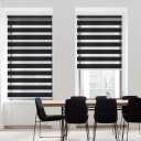 SEEYE Horizontal Window Shade Blind Zebra Dual Roller Blinds Day and Night Blinds Curtains，Easy to Install 21.7" x 59", Black