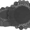 Pastry Tek 8 x 8 Inch Paper Lace Doilies, 100 Disposable Table Doilies - Elegant Lace Finish, Long Lasting, Black Paper Doily, for Pastries, Cupcakes, Desserts - Restaurantware