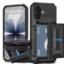 for iPhone 17 Wallet Case with Card Holder, [4 Cards] [Kickstand] [1 Screen Protectors] [Military Grade Protection] Shockproof Phone Case for iPhone 17 6.3 inch (Black)