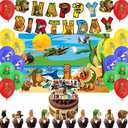 Lemoneon Italian Brainrot Birthday Party Decorations Supplies Happy Birthday Banner Cake Cupcake Toppers Balloons Background