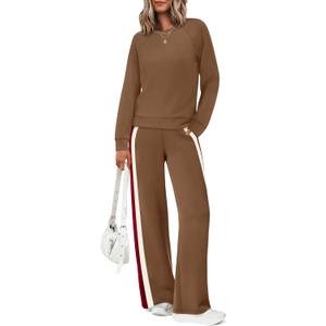 XIEERDUO Matching Sets 2 Piece Chocolate Brown Fall Clothes Vacation Outfits for Women 2025 Women's Winter Clothing Comfy Sets Caramel M
