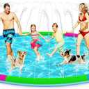 118" Extra Large Splash Pad - Non-Slip Splash Pad for Kids and Dogs Thickened Dog Pool with Sprinkler Outdoor Water Toys Giant Fountain Play Mat for Toddlers Children Adults Pets