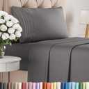Twin Size 3 Piece Sheet Set - Comfy Breathable & Cooling Sheets - Hotel Luxury Bed Sheets for Women & Men - Deep Pockets, Easy-Fit, Extra Soft & Wrinkle Free Sheets - Dark Grey Oeko-Tex Bed Sheet Set