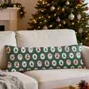 Mancheng-zi Retro Green Christmas 20x54 Body Pillow Cover Pillowcase with Zipper, Preppy Girly Christmas Decor, Vintage Xmas Tree Santa Claus Holiday Decorative Long Hug Pillow Cases for Bed Couch