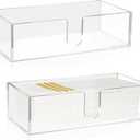 Mumufy 2 Pcs Paper Napkins Holder Fold Paper Towel Dispenser Height 2.75 Inch Acrylic Multifold Towel Dispenser for Guest Z Fold Disposable Countertop Holder Small Size(Clear)