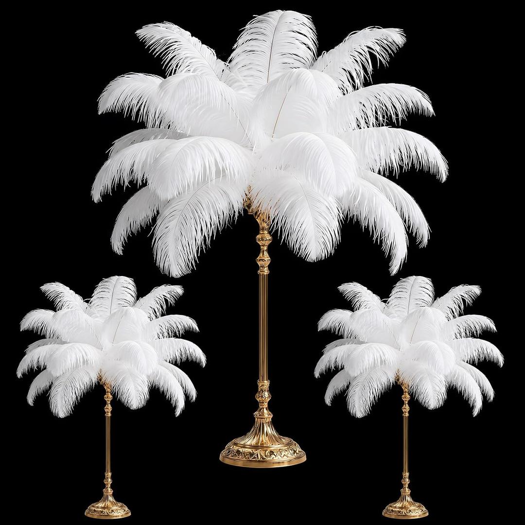 Maitys 50 Pcs Large Natural Ostrich Feathers Bulk 16-18 Inch (40-45cm) Ostrich Feathers Plumes for Vase Craft Wedding Home Party Centerpieces Holiday Decoration(White)