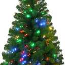 HOMCOM 4ft Tall Prelit Artificial Christmas Tree Holiday Dcor with 208 Branches, 100 Warm White or Colorful LED Lights, Auto Open (3ft 11in)