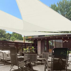 LOVE STORY 16' x 16' x22' Right Triangle Sun Shade Sail Sunshade Sail UV Block for Patio Garden, Cream