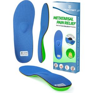 Trustfeet Heavy Duty Support Metatarsal Pain Relief Insoles for Metatarsalgia,Morton's Neuroma,Ball of Foot Pain Relief,Plantar Fasciitis,Arch Support Orthotics Shoe Inserts for Man Women (G(Men's 10-10.5 / Women's 11.5-12)--290mm, Blue)
