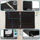 Samsill Vintage Leather Mini 3 Ring Zipper Binder, 1 Inch Round Ring Capacity (Holds 200 Sheets), 5.5 x 8.5 Inch Documents, Notebook Organizer, Planner, Black with Contrast Stitching