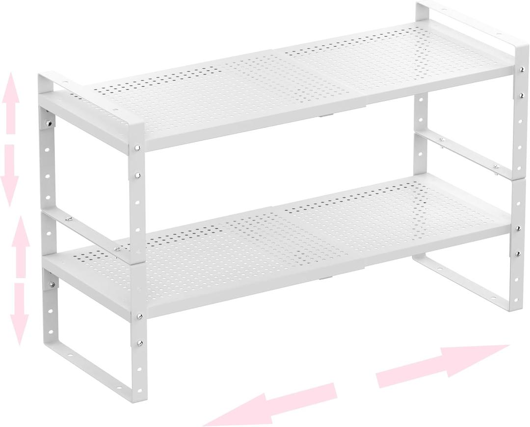 Multi-Functional Metal Shoe Rack, Space-Saving, Perfect for Entryway, Closet, Bathroom, etc. - Sturdy and Durable, High Weight Capacity, 2 PACKS/White/Large