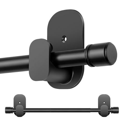 Curtain Rods No Drilling 32 to 86 Inch, HOTOZON 5/8 Inches No Drill Curtain Rods for Windows 55 to 82 Inches(4.5-6.8 ft), Renter Friendly Adjustable Small Drapery Rod for Lightweight Curtains, Black