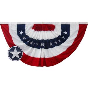 Bradford American Bunting USA Flag 2x4 ft Outdoor, Embroidered Pleated Fan Bunting Flags with 3 Brass Grommets, Patriotic America Flag Buntings for Outside for 4th of July Memorial Day Decorations