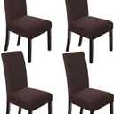 NORTHERN BROTHERS Chair Covers Set of 4, Parson Chair Slipcovers for Dining Room, Removable Washable Kitchen Chair Cover for Hotel and Ceremony, Chocolate