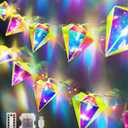 AceList Iridescent Big Diamond String Lights 10Ft 20 LED Fairy Light with Remote, Holographic Decor for Engagement Party Decorations Wedding Proposal Bachelorette Christmas Birthday Children (White)