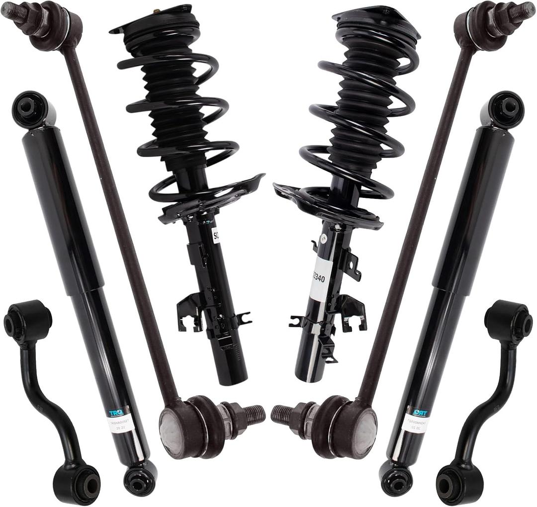 TRQ Front and Rear Suspension Kit Complete Strut & Coil Spring Assembly Shock Absorber Sway Bar Stabilizer Link Compatible with 2016-2019 Nissan Rogue