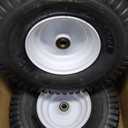 (2 Pack) 15x6.00-6 Tubeless Tire and Wheel, 3" Offset Hub, 3/4" Bearing, 4 Ply, 15x6-6 Lawn Mower Front Tires, Compatible with 100 and 300 Series John Deere Riding Mower, Lawn Tractor and More (15x6.00-6 Tubeless (3" Offset Hub))