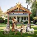 6 Pcs Large Christmas Nativity Scene Set 81" Tall Metal Holy Family Yard Sign with Jesus Joseph Mary Sheep Outdoor Nativity Scene for Christmas Xmas Lawn Garden Outdoor Decor