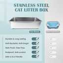 IKITCHEN Stainless Steel Cat Litter Box, Large Metal Litter Box for Cats, Never Absorbs Odors,Stain Free, Rustproof, Non Stick Smooth Surface, Anti-Slip Rubber Bottom, 19.5" L x 13.5" W x 6" H
