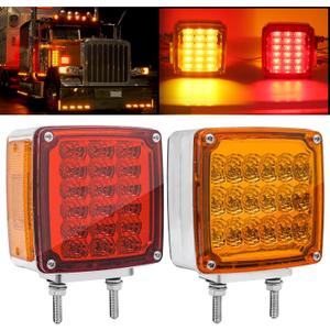 Double Faced Square LED Lights, Led Truck Trailer Turn Signal & Marker Lights (Without Brim)