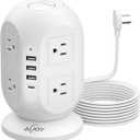 AiJoy Surge Protector Power Strip Tower with 8 Outlets 4 USB Ports(1 USB-C), 10 FT Flat Extension Cord with Multiple Outlets, Charging Tower with Surge Protection for Home Office Dorm Room Essentials