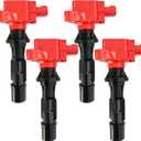 Red Ignition Coil Packs L3G2-18-100A UF540 UF-540 099700-1000 Set of 4 Compatible With Mazda 3 6 CX-7 CX7 MX-5 Miata MX5 2.0 2.3 2.5 L4 LF L3 L5 PE