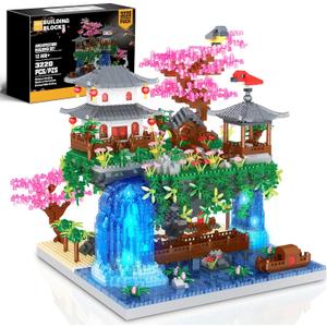 Cherry Blossom Tree Building Set, Chinese Architecture Blocks Japanese Sakura House Set Bonsai Kit, Sets for Adults Gift Kids Age 12+(3220 Pieces) (PBS001)